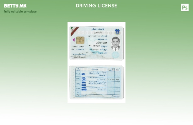 Шаблон за возачка дозвола од Иран во модерен стил